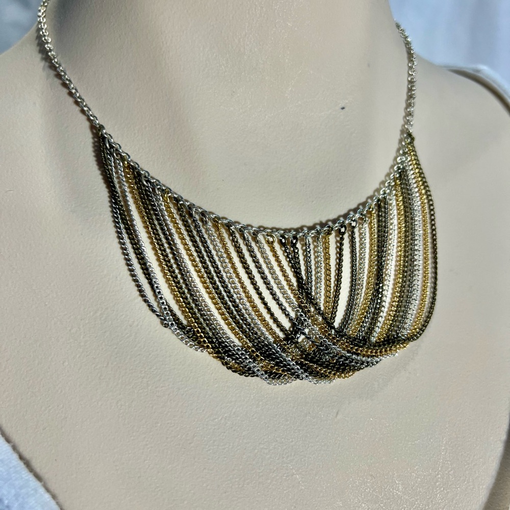 Gun metal silver and gold necklace